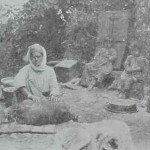 Armenian woman preparing the butter