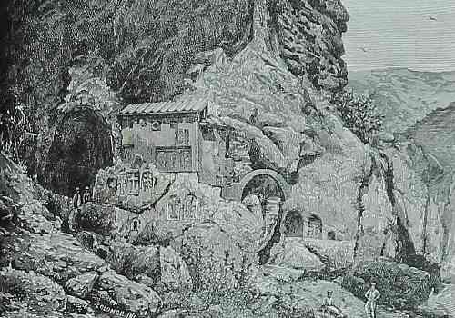 Geghard rock chapel at the summit