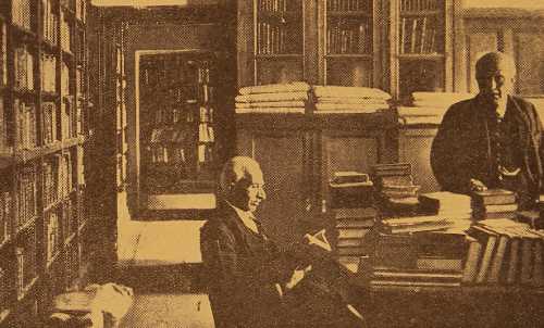 Professors Khatchatrian and Taghianosian in the library of Etchmiadzin