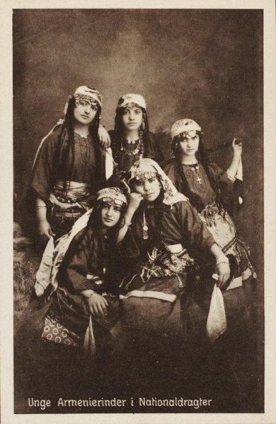 Armenian young women postcard – Kharpert 1910