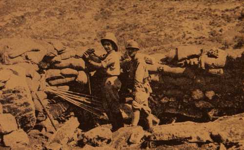 Armenian Legionnaires Lieutenant Vahan Portukalian with a soldier