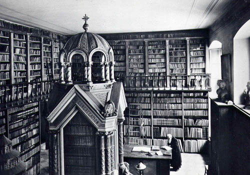 The Mekhitarist library in Vienna, with Father Nerses Akinian at study