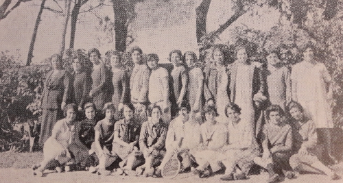 Armenian women members of the Dikran Yergat cultural association in the Nouzha Garden of Alexandria, Egypt 1925