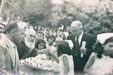 Aram Zarmanian as a benefactor of 7 orphans in St. Nishan school, Beirut Lebanon circa 1940