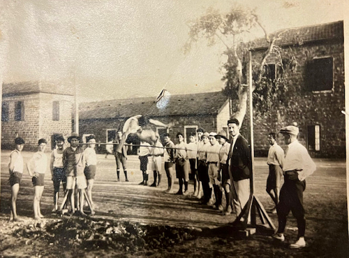 Karapet Hakobyan and other students practicing athletic activities