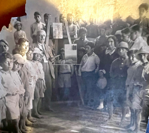 Mihran Serailyan with his students at the Armenian orphanage