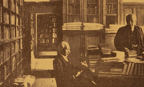 Professors Khatchatrian and Taghianosian in the library of Etchmiadzin