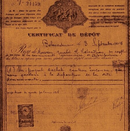 Deposit certificate for the Armenian Union of Sivrihisar – 1915