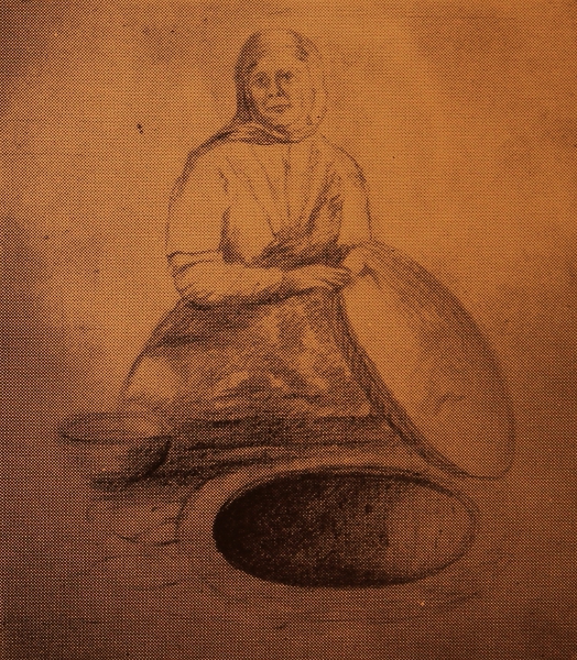 Armenian bread baker, sketch by V. Ghazikian 1930