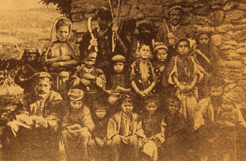 Armenian children with their parents, Keghashen village in Sasun