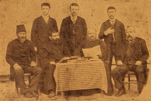 Srpazan Hayr Ormanian and Yeghishe Tourian with Armenian intellectuals of Marash