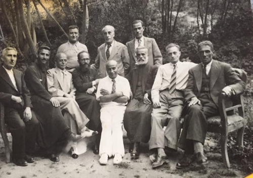 Third from left Aram Zarmanian as representative of the Aghpalian primary school of Chtaura Lebanon in a meeting of the Zahle Armenian community council circa 1950