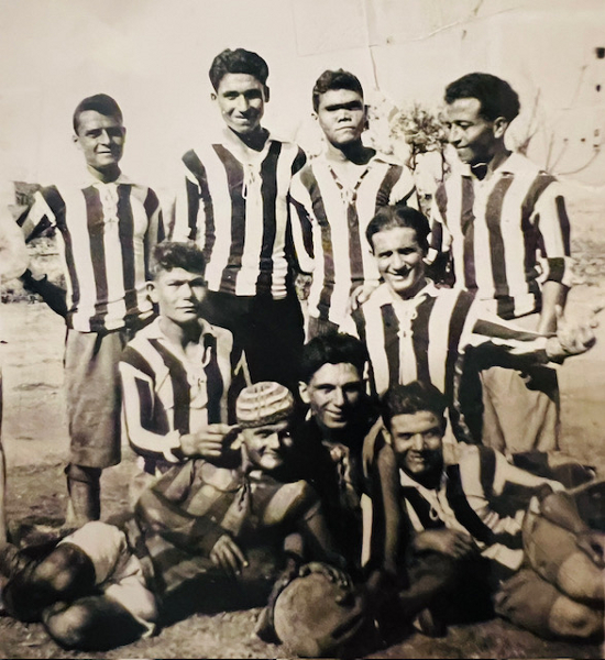 Karapet Hakobyan with friends playing soccer